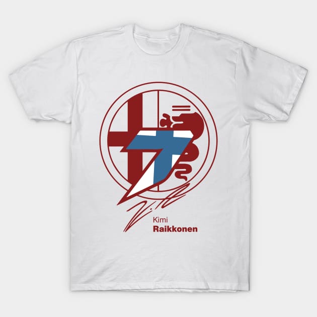 Kimi Raikkonen Alfa Romeo Racing T-Shirt by FinnickArrow